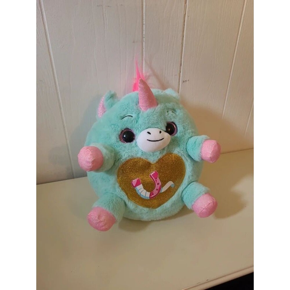 Zuru Rainbocorns Unicorn Plush 12" Glitter Heart & Horseshoe Mint Green Pink